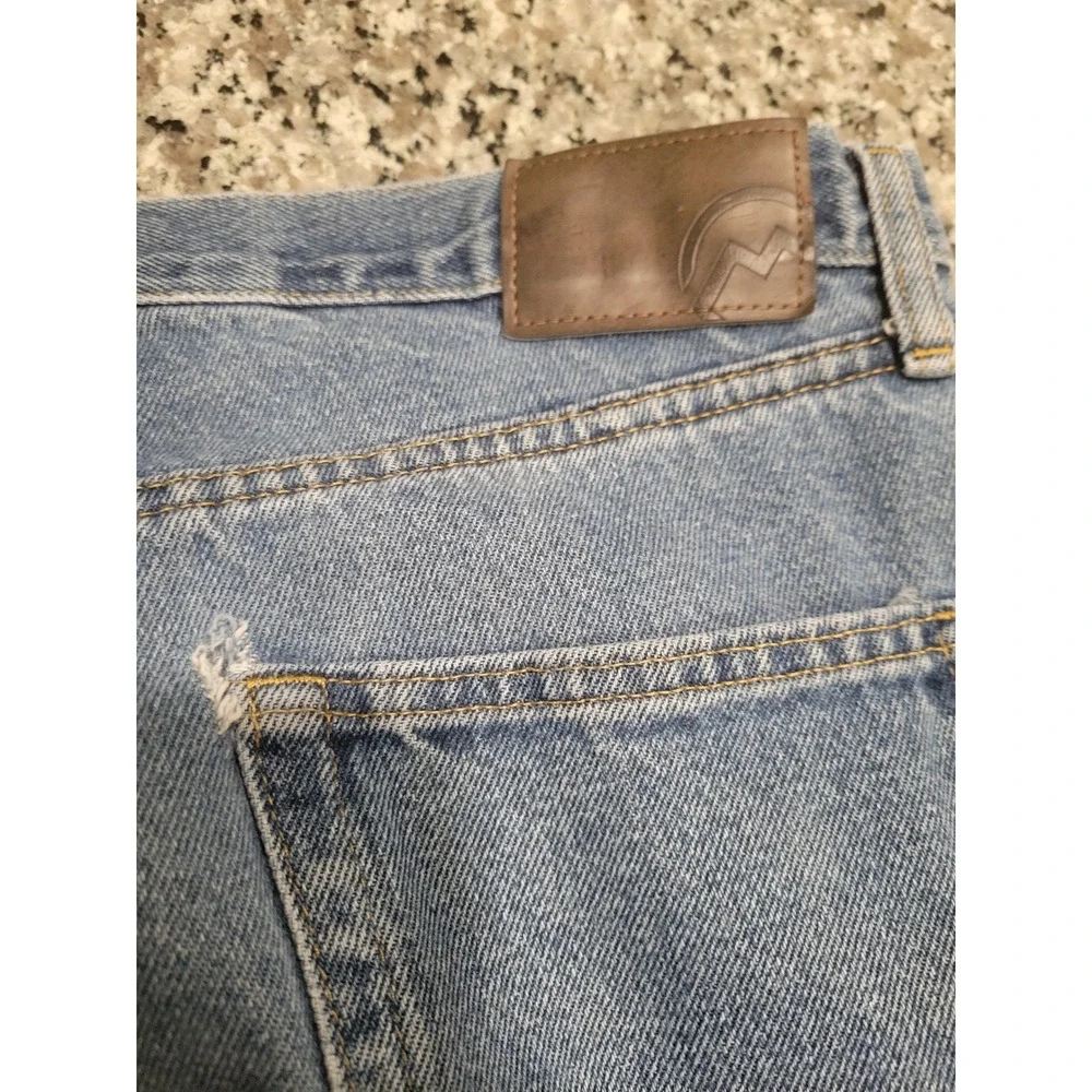 Wrangler Relaxed Fit Straight Leg Jeans Mens 32x32 Blue Denim Distressed Pockets